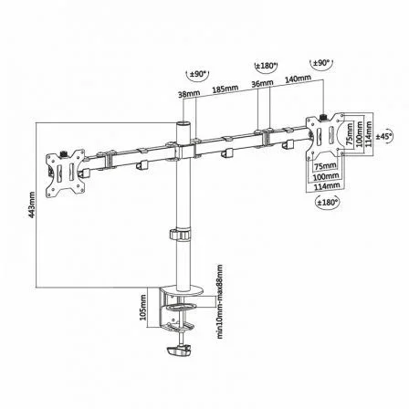 Aisens Soporte de Mesa Eco DT32TSR-041 para 2 Monitores/TV 13-32 Pulgadas